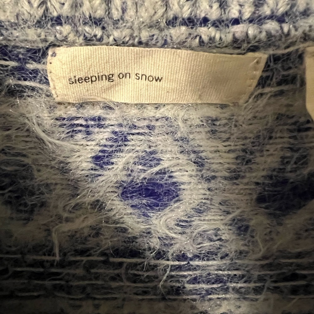Anthropologie Sleeping On Snow Faroe Off Shoulder Sweater Blue Small - Picture 6 of 12